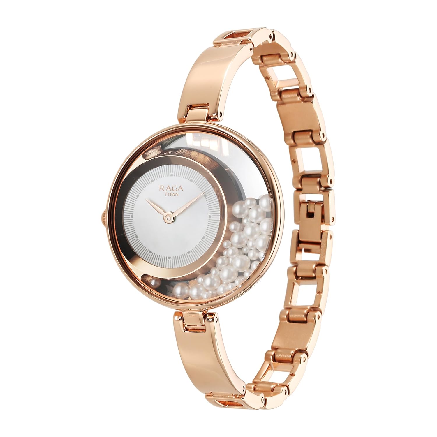 Titan Raga Power Pearls Quartz Analog White Dial with loose pearls Metal Strap Watch for Women