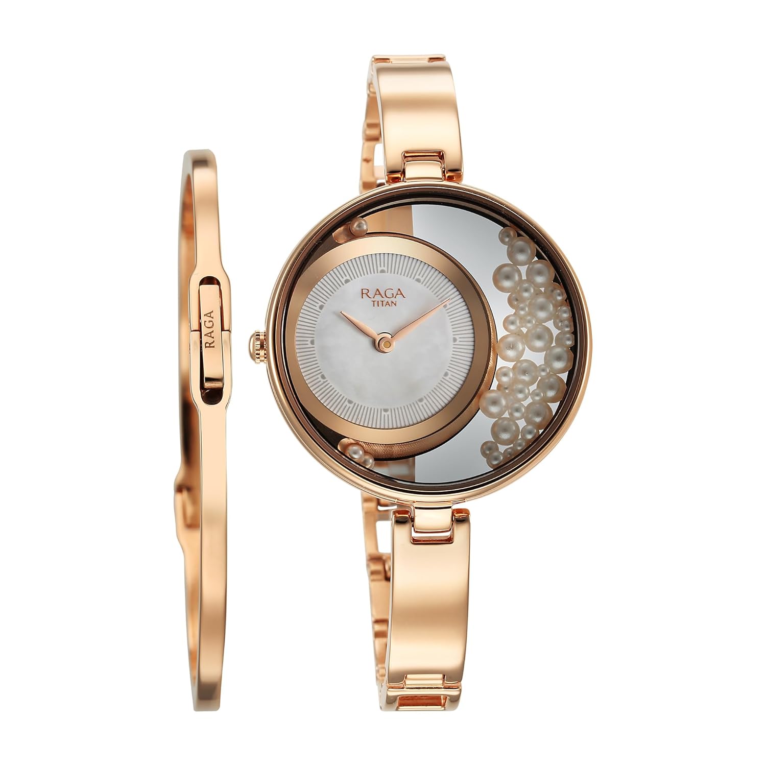 Titan Raga Power Pearls Quartz Analog White Dial with loose pearls Metal Strap Watch for Women