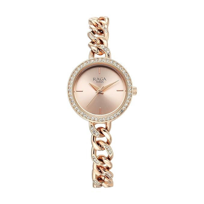 Titan Raga Showstopper Quartz Analog Rose Gold Round Dial Rose Gold Metal Strap Watch For Women