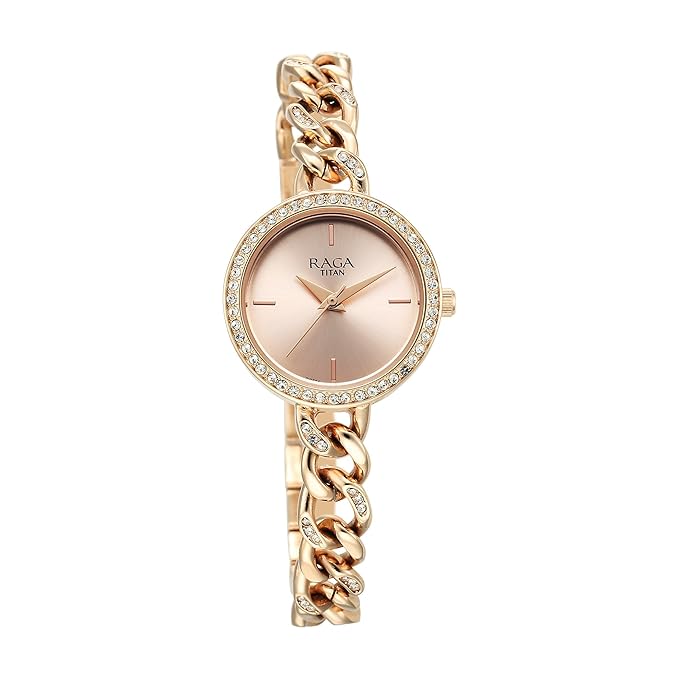 Titan Raga Showstopper Quartz Analog Rose Gold Round Dial Rose Gold Metal Strap Watch For Women