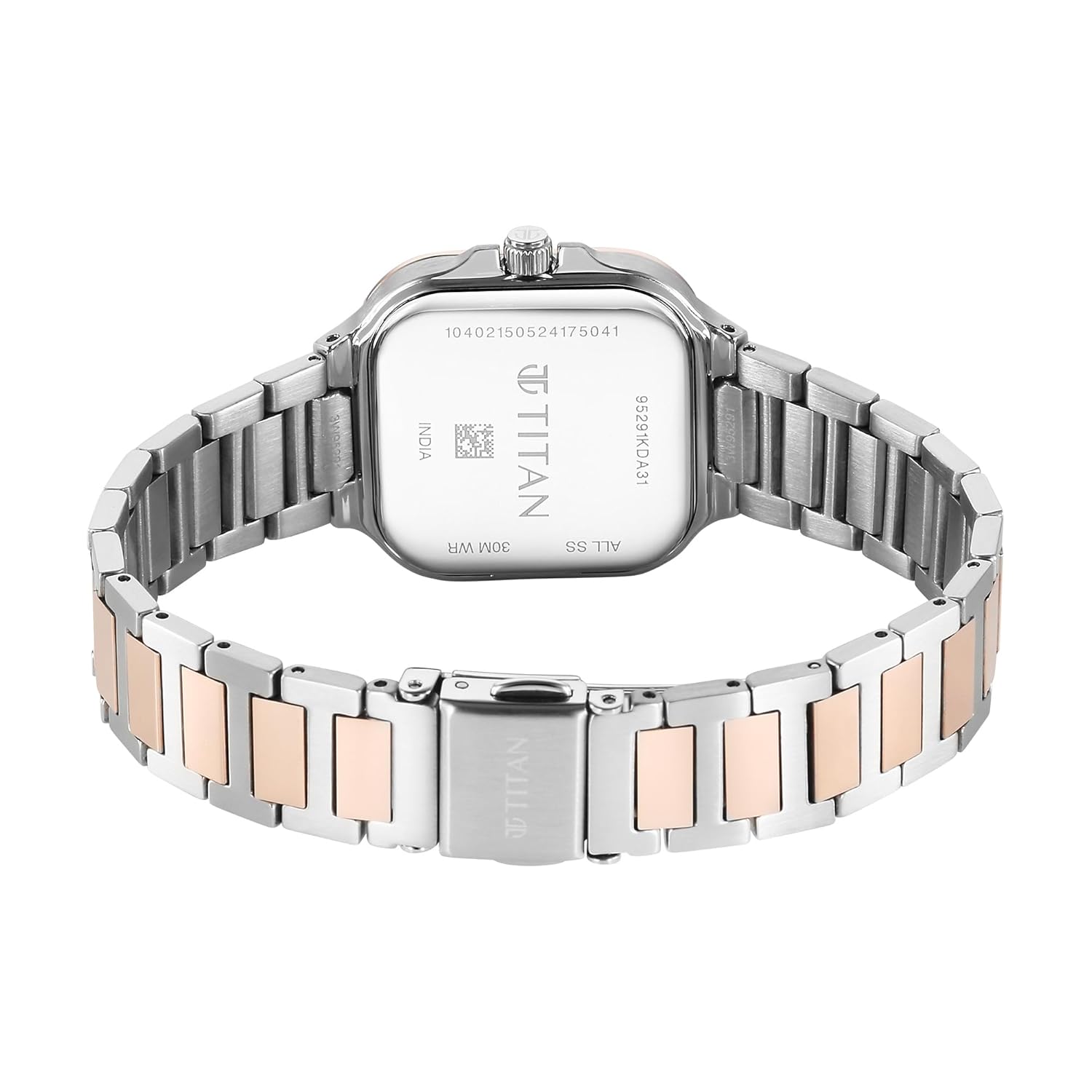 Titan Slim Square Quartz Analog with Date Silver Dial With Two Toned Color Stainless Steel Strap Watch For Women