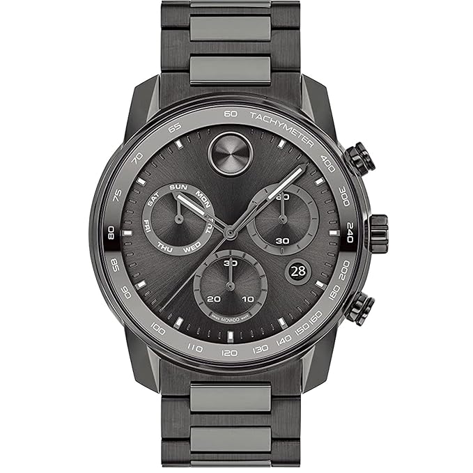 Movado Men's Bold Verso Swiss Quartz Chronograph Watch with Stainless Steel Grey Bracelet