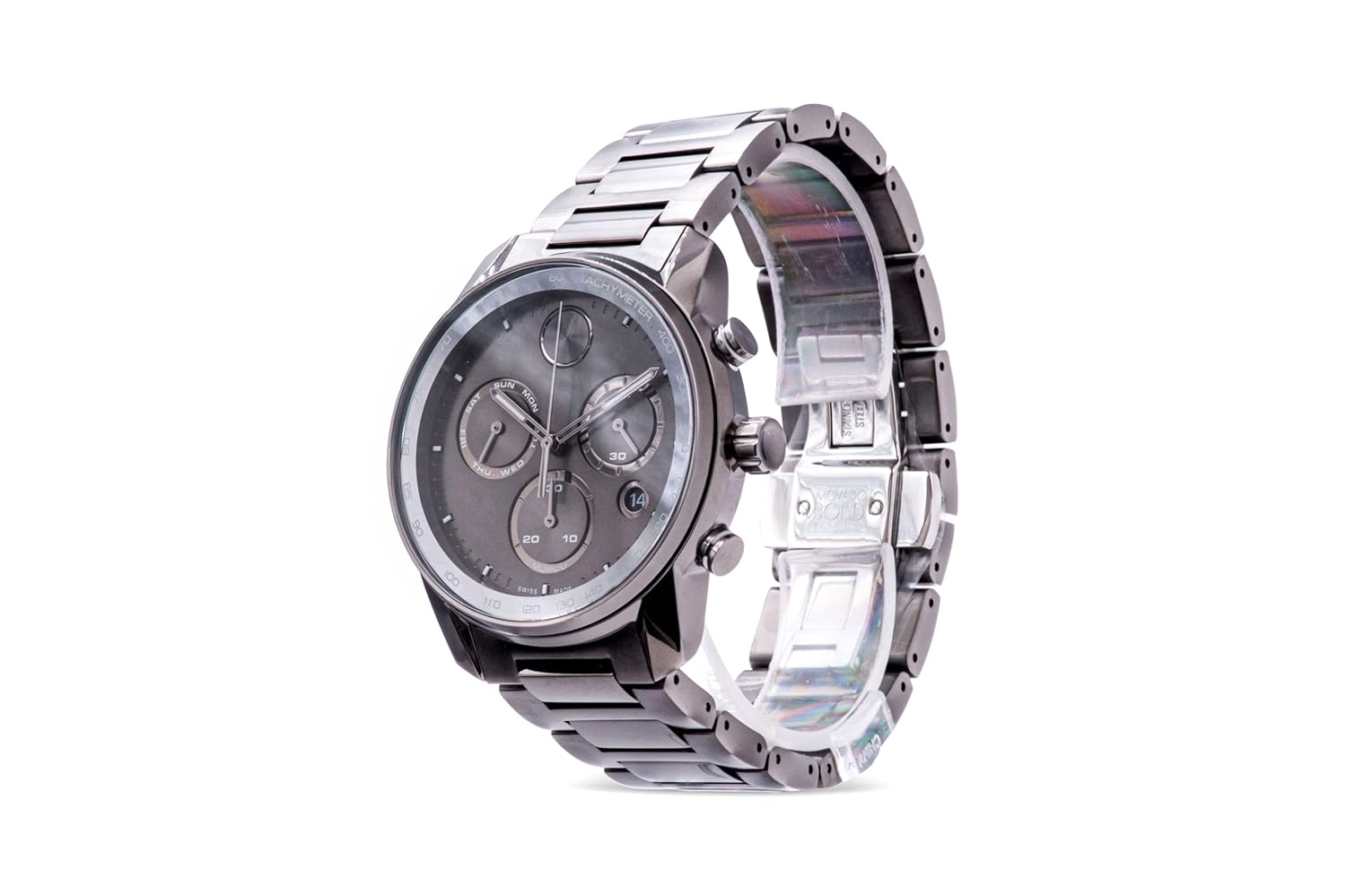 Movado Men's Bold Verso Swiss Quartz Chronograph Watch with Stainless Steel Grey Bracelet