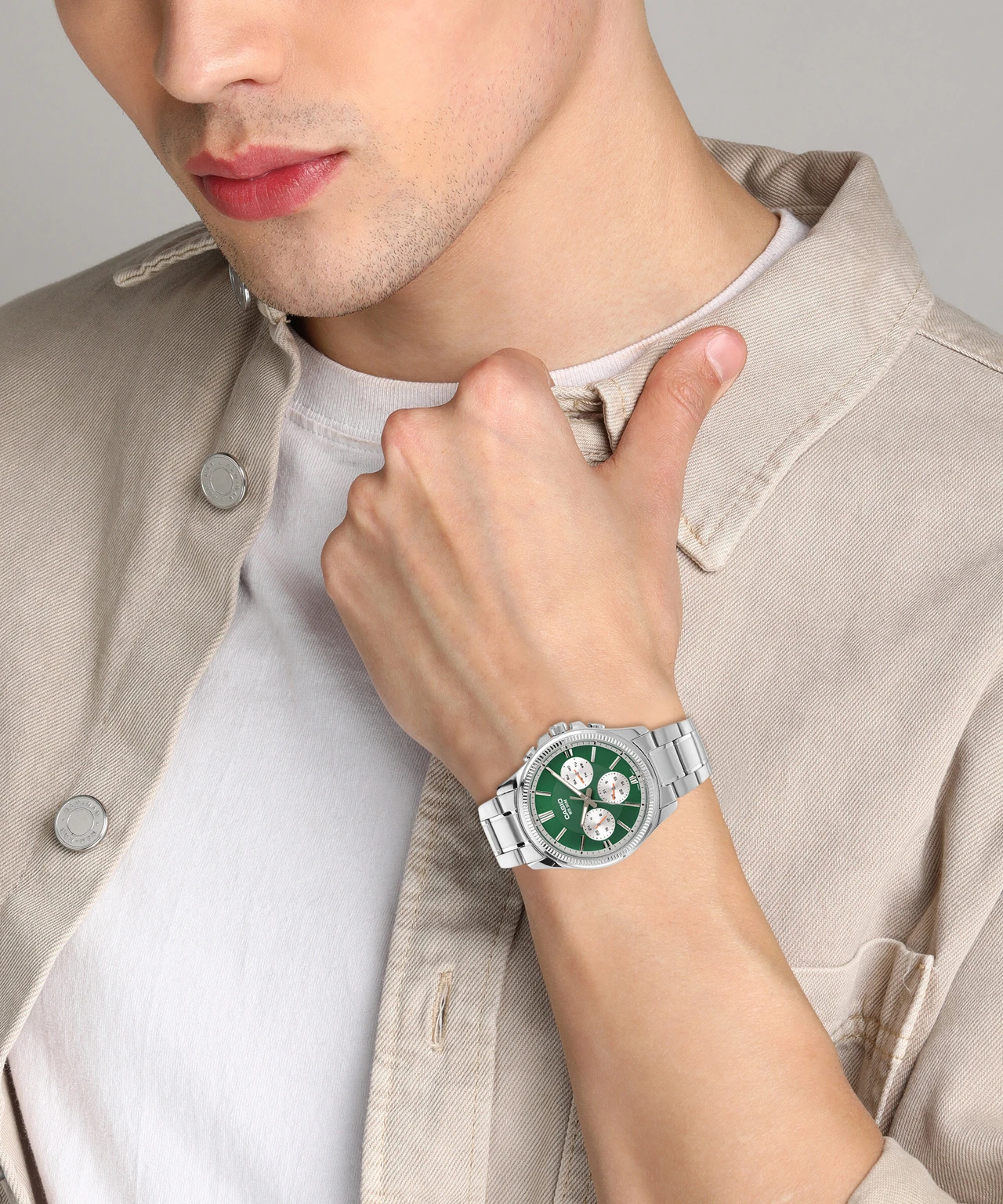 Casio Enticer Analog Green Dial Men MTP-1375D-3AVDF