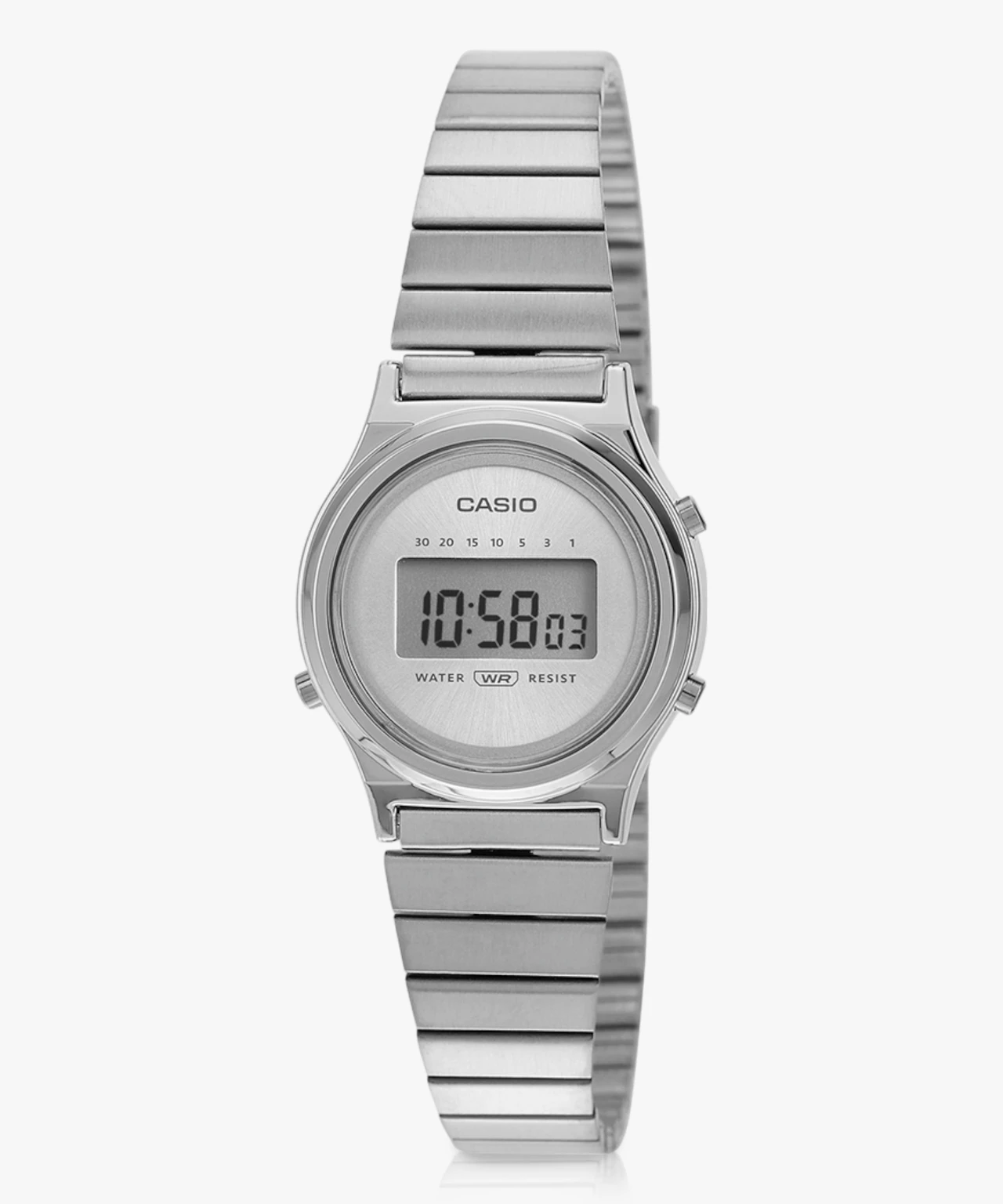 Casio Unisex Vintage LA700WE-7ADF Silver Digital Dial Silver Stainless Steel Band A2232