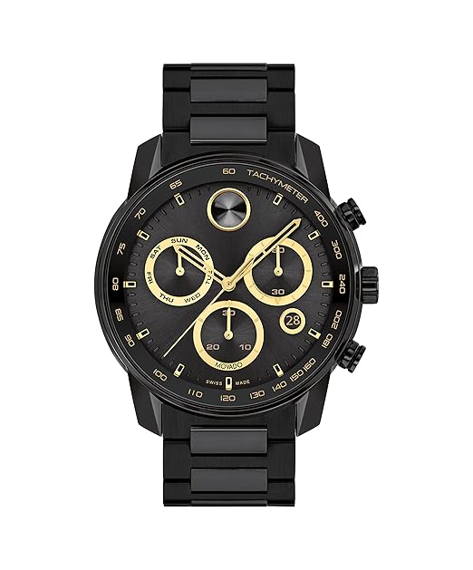 Movado Bold Verso Swiss Qtz Chrono Black Dial Men's Watch | Ionic Plated Steel Material | Black Color Band