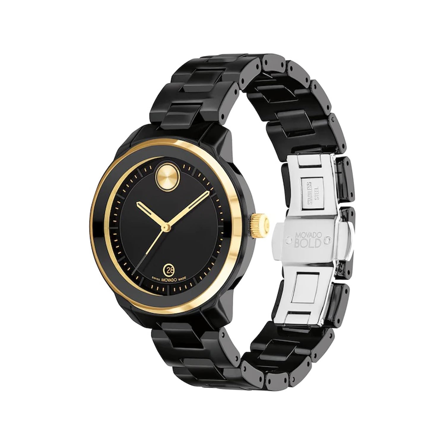 Movado Bold Verso Swiss Qtz Black Dial Women's Watch | Ceramic Material | Black Color Band