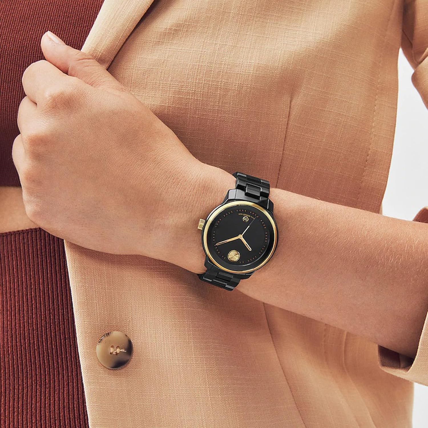 Movado Bold Verso Swiss Qtz Black Dial Women's Watch | Ceramic Material | Black Color Band