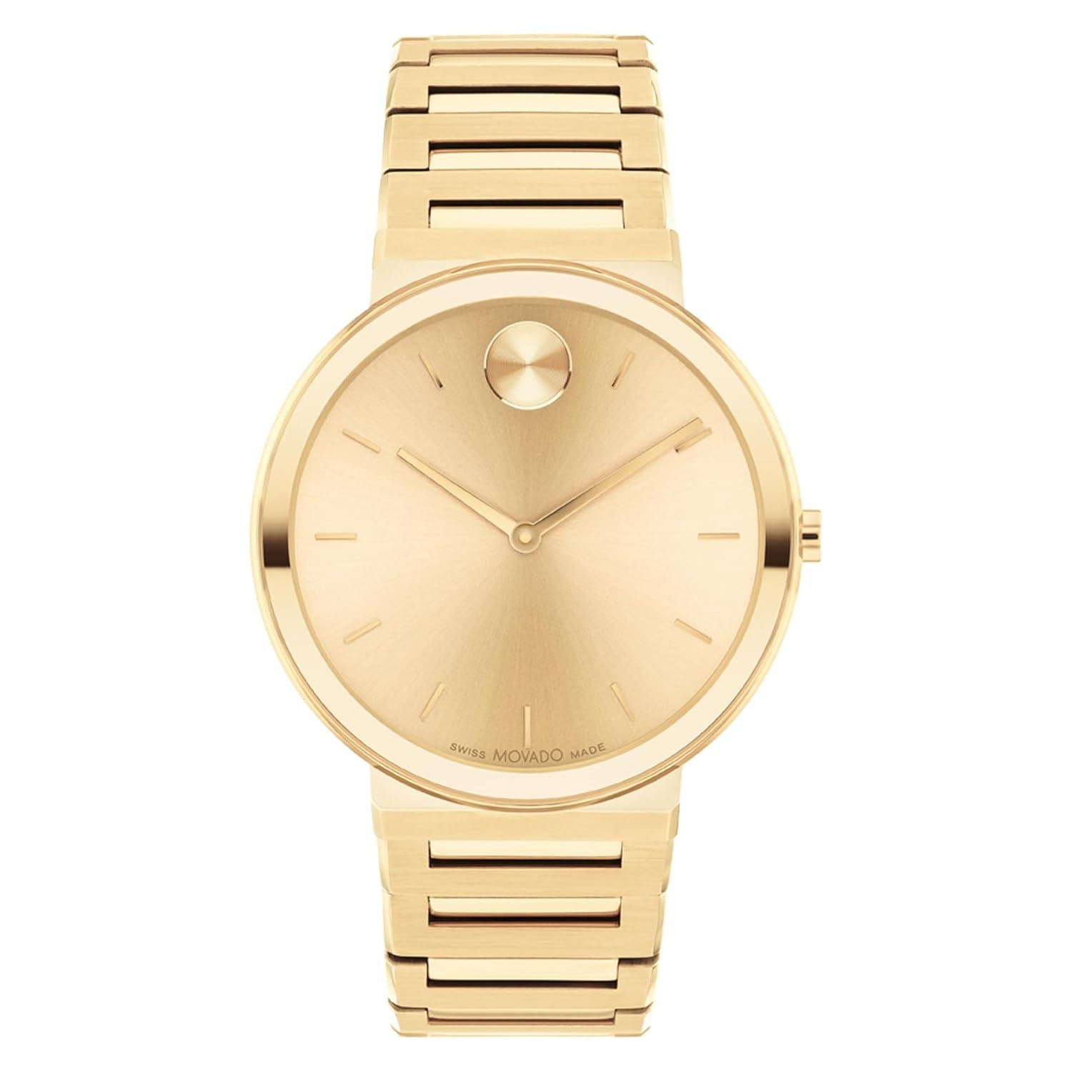Movado Bold Horizon Swiss Qtz Yellow Dial Men's Watch | Ionic Plated Light Gold Steel Material | Gold Color Band