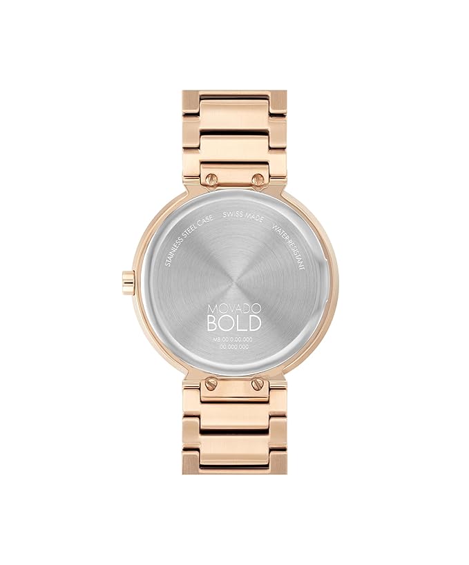 Movado Bold Horizon Women's Quartz Watch Rose Gold Dial Rose Gold Strap Pink Strap , Pink Bracelet