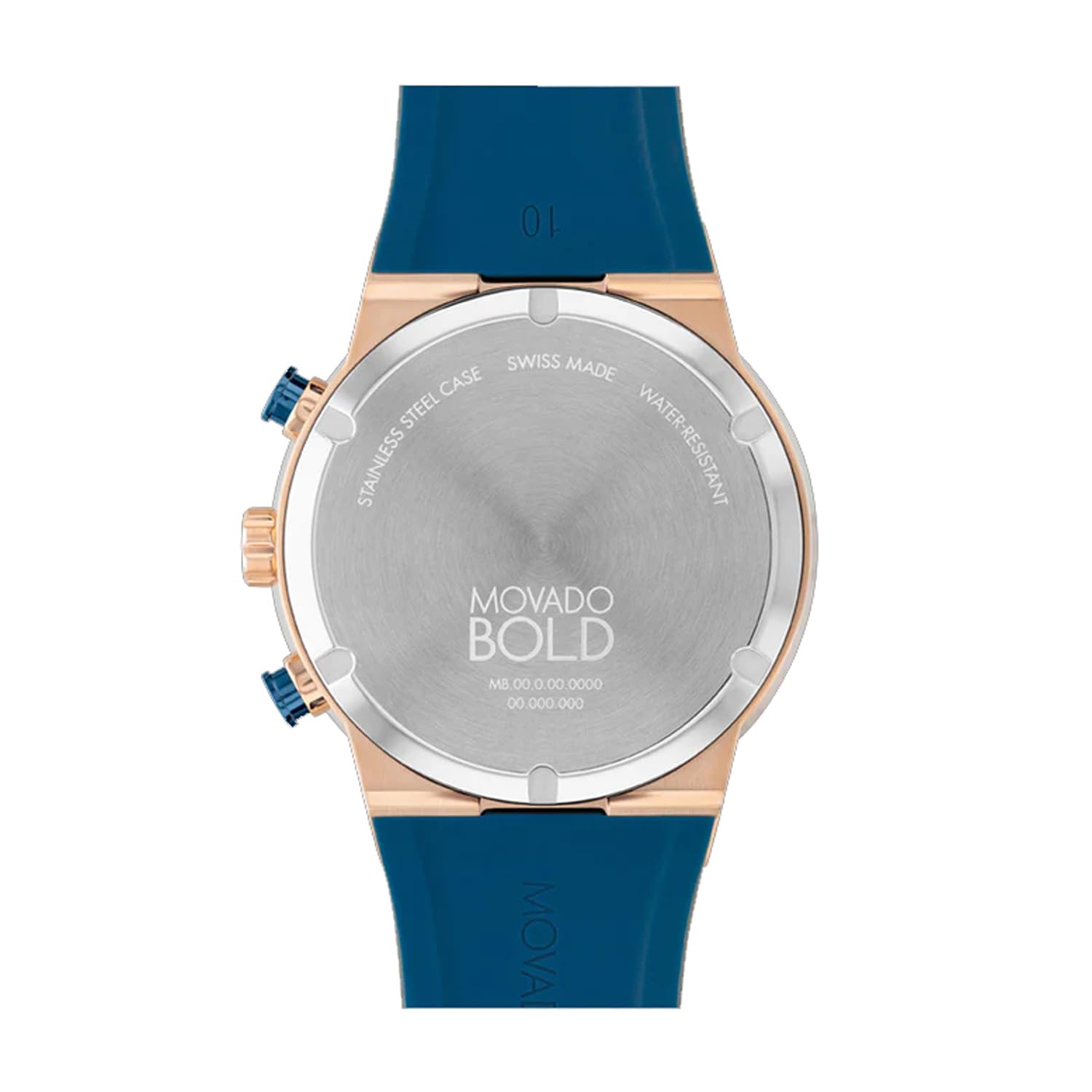 Movado Bold Fusion Swiss Qtz Chrono Rose Gold Dial Men's Watch | Blue Silicone Material | Blue Color Band