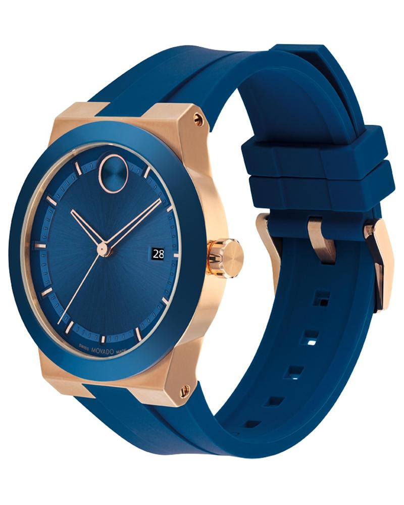 Movado Bold Fusion Swiss Qtz Blue Dial Men's Watch| Silicone Material|Blue Color Band