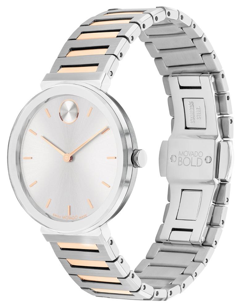 Movado Bold Horizon Swiss Qtz Silver Dial Women's Watch | Two Tone Stainless Steel Material | Silver Color Band