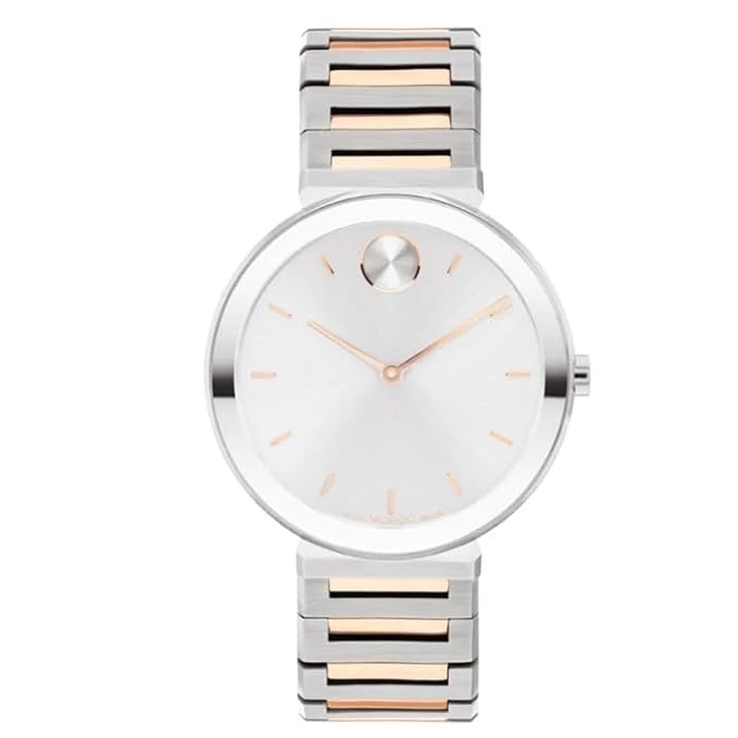 Movado Bold Horizon Swiss Qtz Silver Dial Women's Watch | Two Tone Stainless Steel Material | Silver Color Band