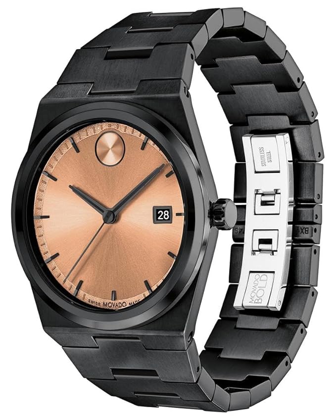 Movado Bold Quest Quartz Rose Gold Sunray Dial Men Watch