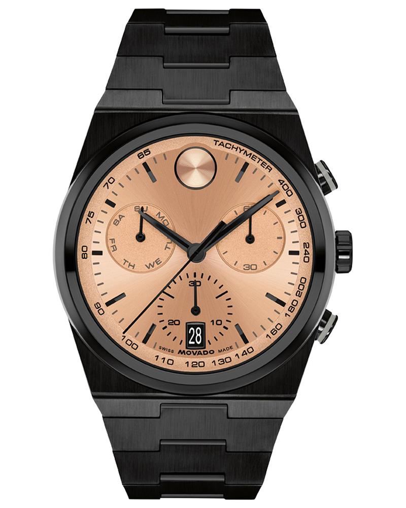 Bold Quest Men Quartz Rose Gold Dial Chronograph Stainless Steel Watch
