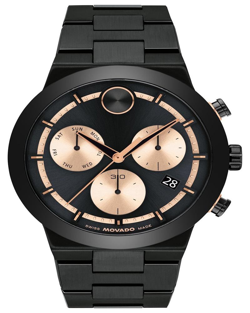Bold Fusion Men Quartz Black Dial Chronograph Stainless Steel Watch
