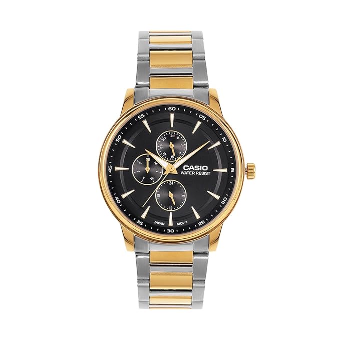 Men Quartz Black Dial Analog Stainless Steel Watch
