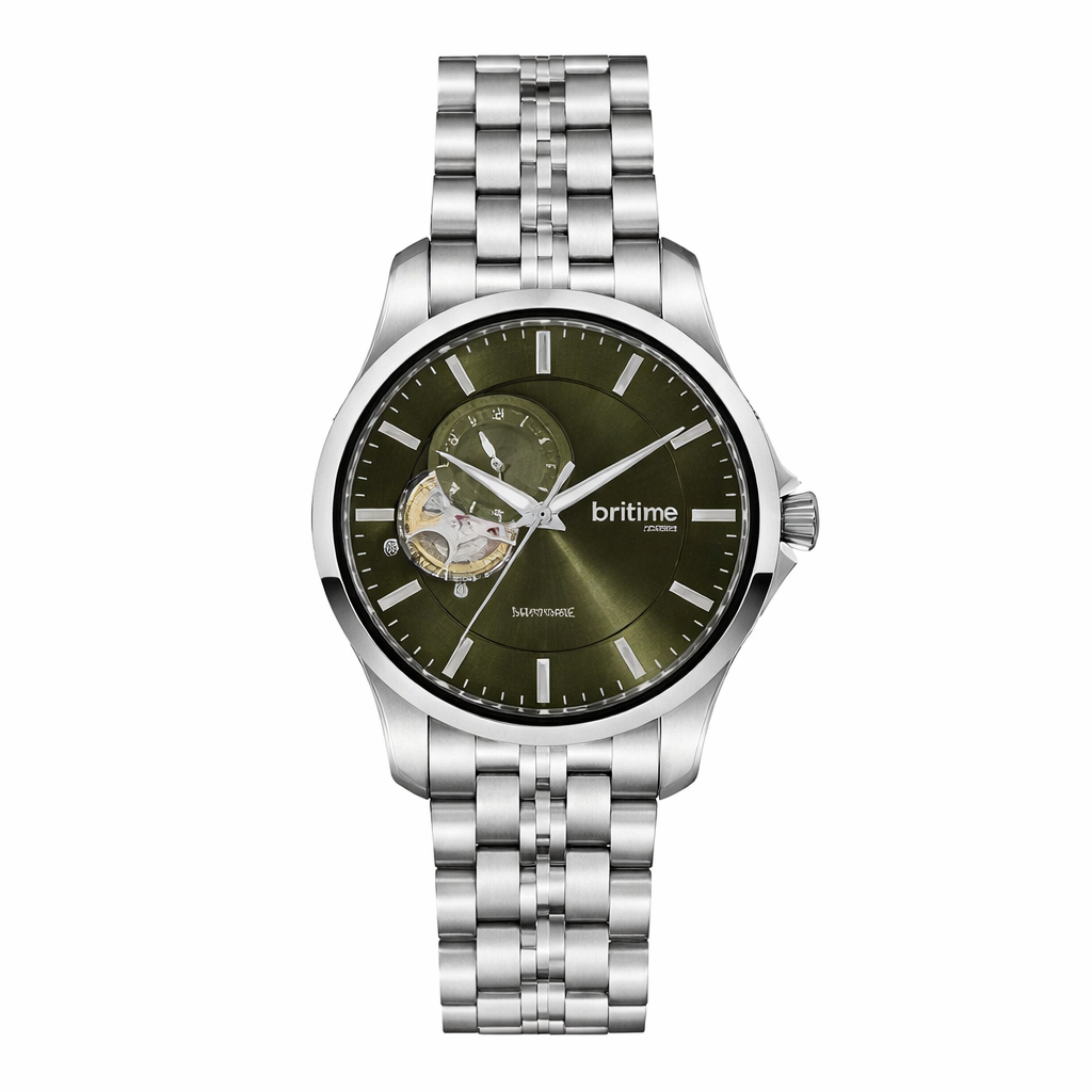Men Automatic Green Dial Analog Metal Watch