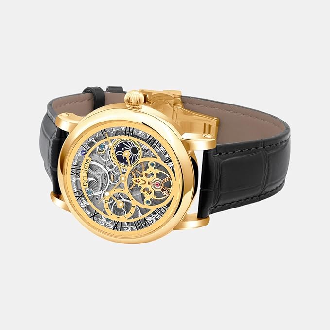 Men Automatic Silver Dial Analog Leather Watch