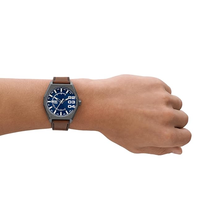 Diesel Leather Analog Blue Dial Men Watch