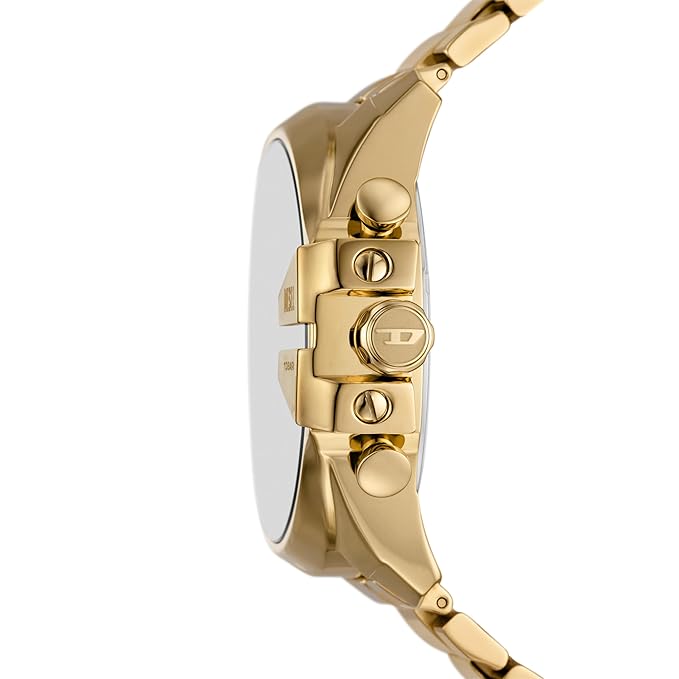 Diesel Stainless Steel Analog Yellow Dial Men's Watch Band Color -Gold