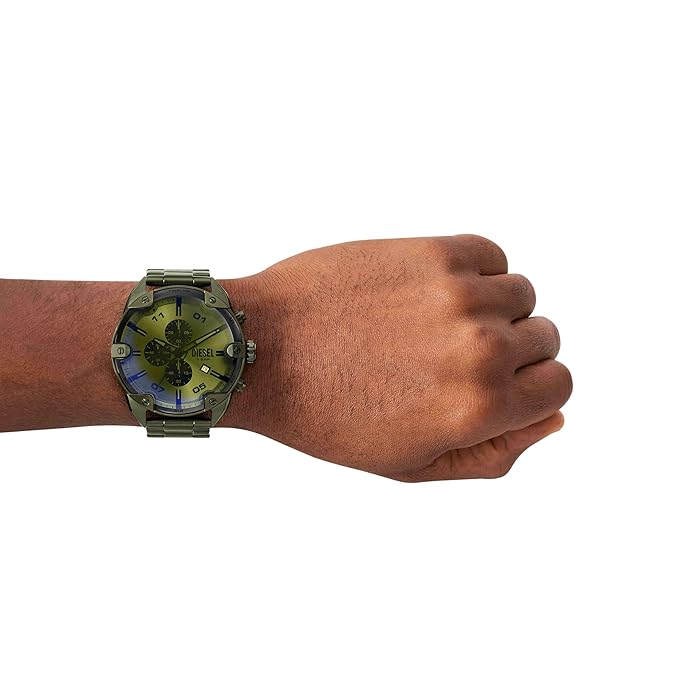 Diesel Men Spiked Green Quartz Stainless Steel Chronograph Watch
