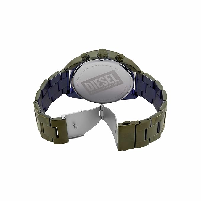 Diesel Men Spiked Green Quartz Stainless Steel Chronograph Watch