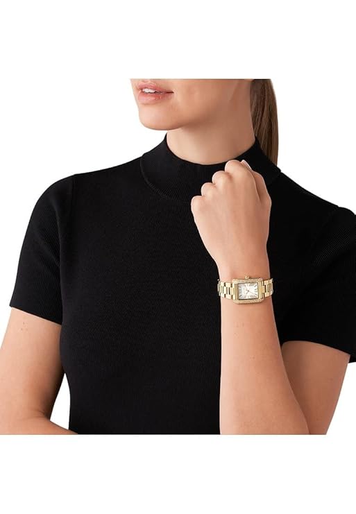 Michael Kors Women's Emery Three-Hand, Gold-Tone Stainless Steel Watch, MK4640, Gold, bracelet