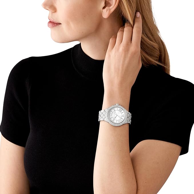 Michael Kors Stainless Steel Analog White Dial Women's Watch-Mk4803, Band Color:Silver