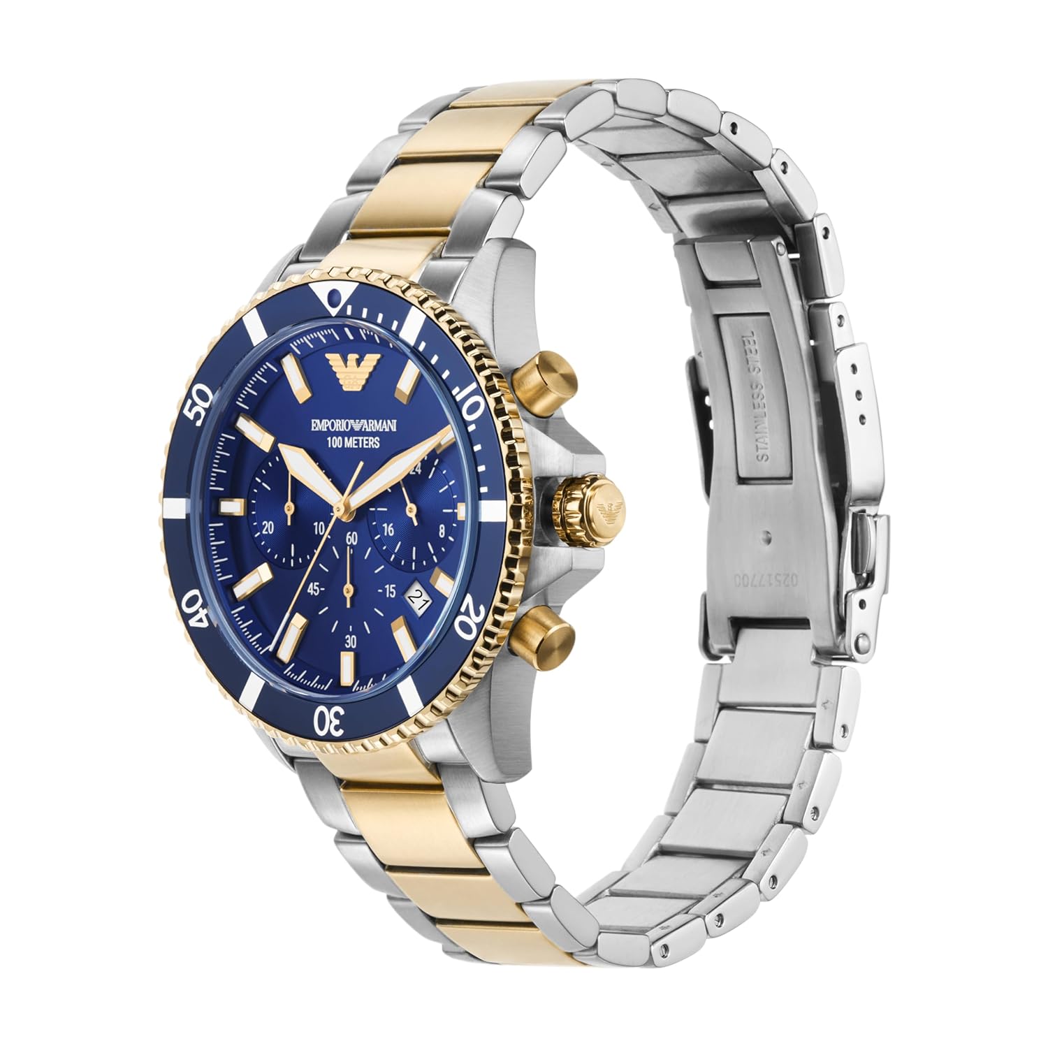 Emporio Armani Analog Blue Dial Men's Watch Stainless Steel, Multicolor Strap
