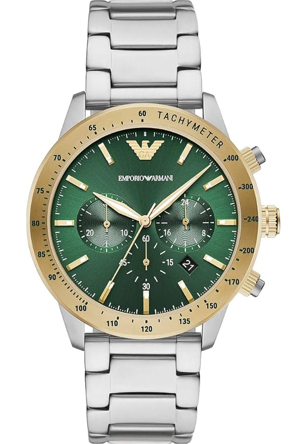 Emporio Armani Men's Chronograph, Stainless Steel Watch, 43mm case size