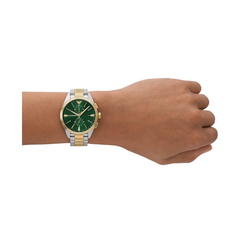 Emporio Armani Stainless Steel Analog Green Dial Men Watch , Silver Band