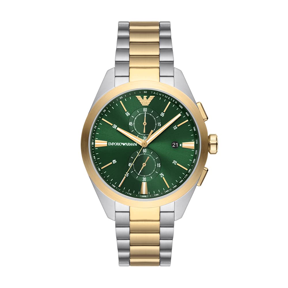 Emporio Armani Stainless Steel Analog Green Dial Men Watch , Silver Band