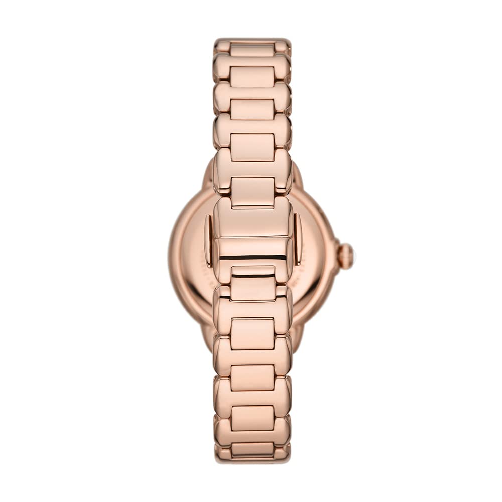 Emporio Armani Stainless Steel Analog White Dial Women Watch , Rose Gold Band