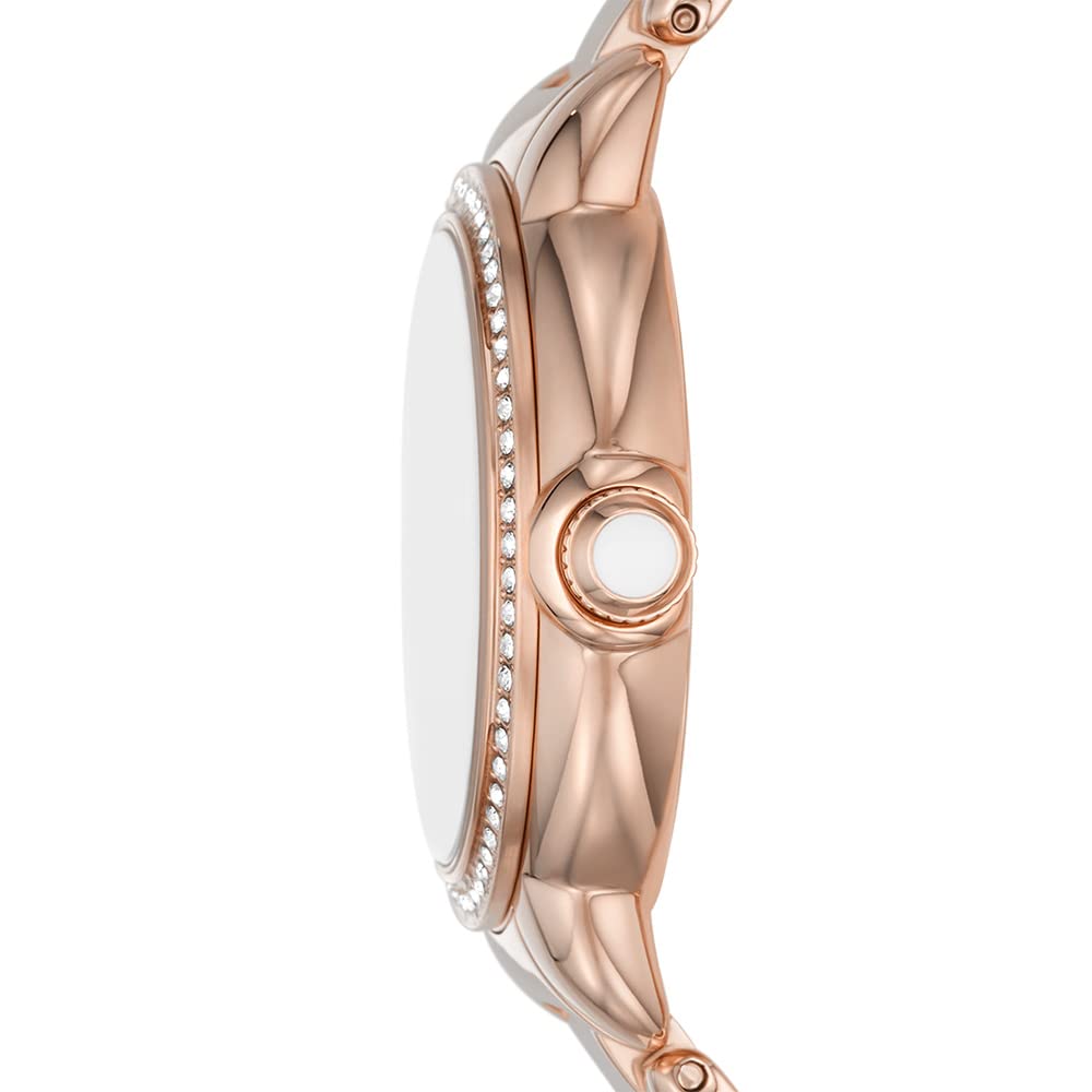 Emporio Armani Stainless Steel Analog White Dial Women Watch , Rose Gold Band