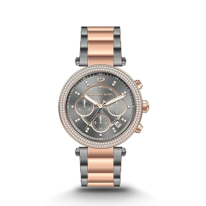Michael Kors MK6440 Women's Parker Two-Tone Rose Gold Gunmetal Chronograph Watch