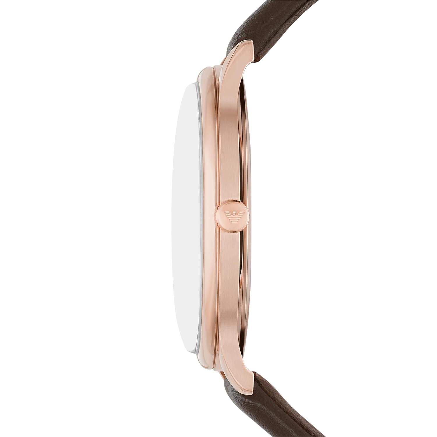 Emporio Armani Leather Analog White Dial Men Watch , Brown Band