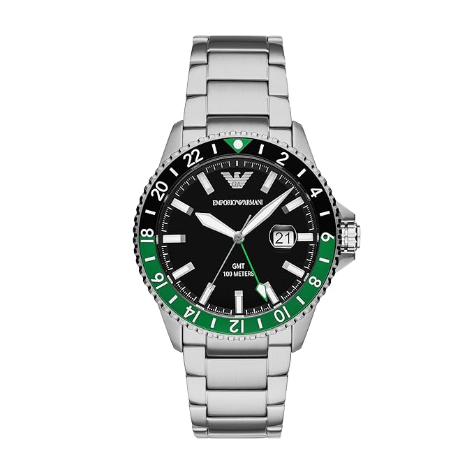 Emporio Armani Stainless Steel Analog Black Dial Men's Watch, Band Color:Black