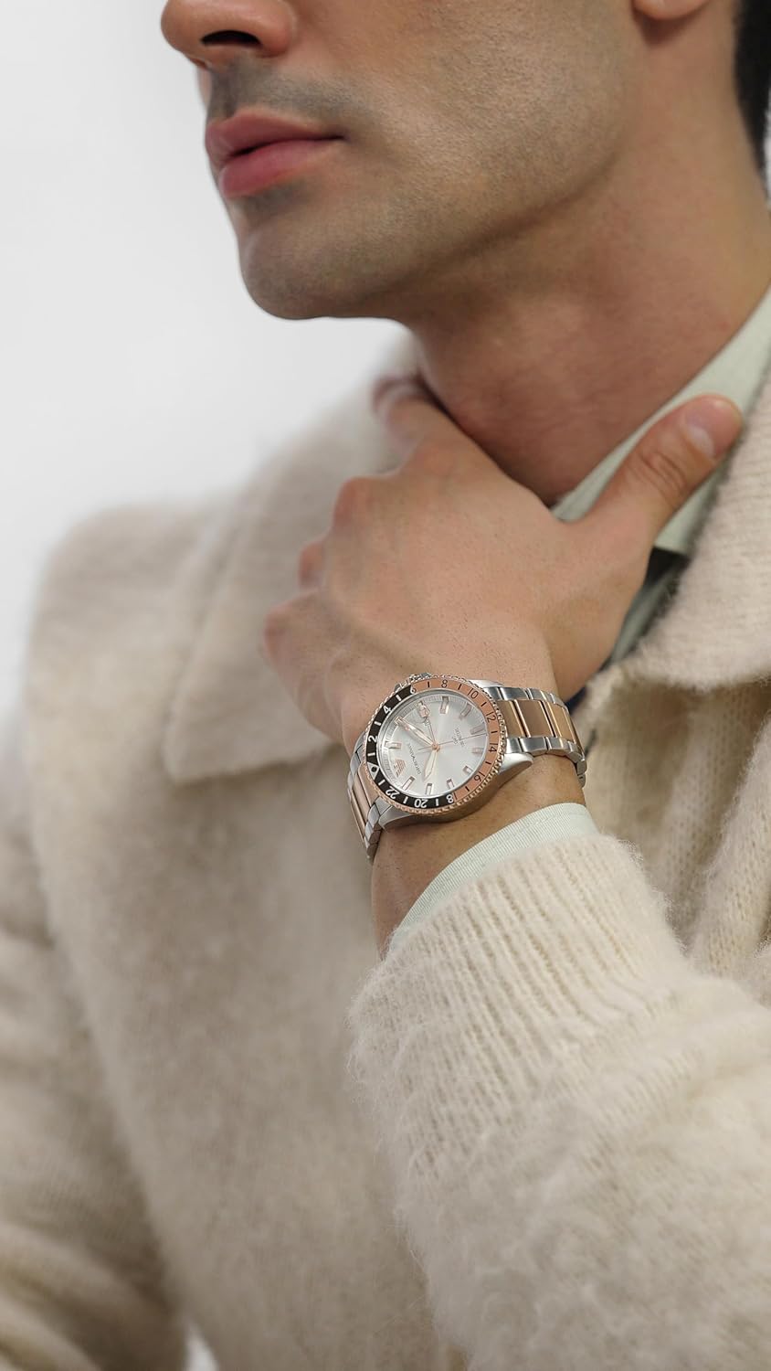Emporio Armani Stainless Steel Analog White Dial Multicolor Strap Men's Watch