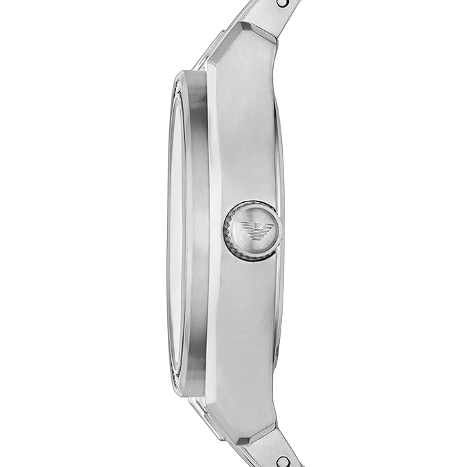Emporio Armani Stainless Steel Analog Blue Dial Women's Watch, Band Color:Silver
