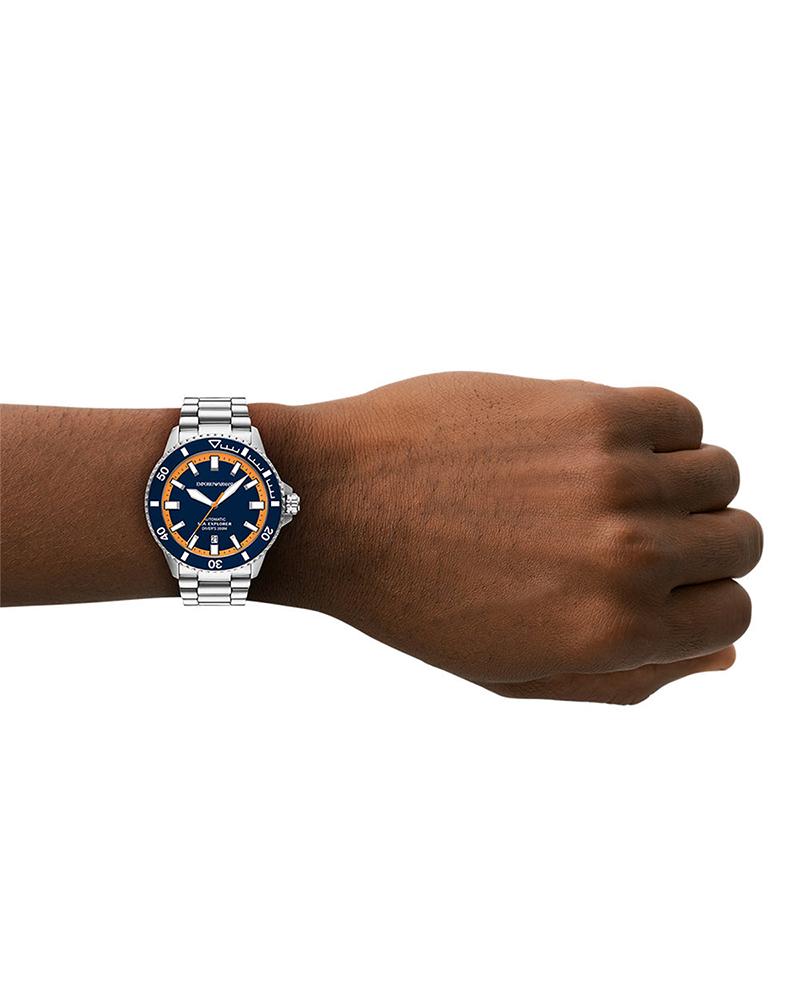 emporio armani men blue emporio armani silver watch