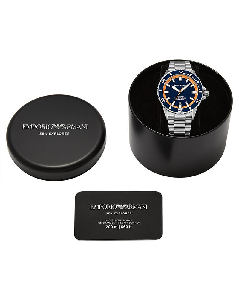 emporio armani men blue emporio armani silver watch