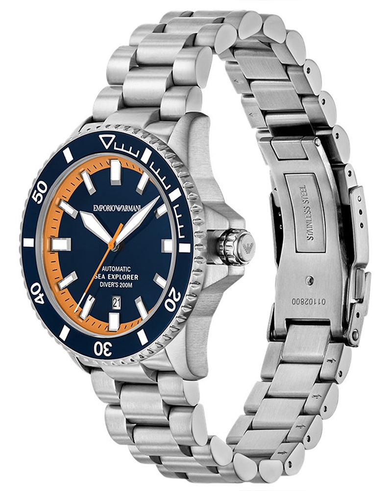 emporio armani men blue emporio armani silver watch