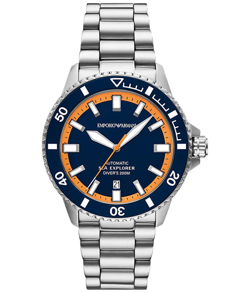 emporio armani men blue emporio armani silver watch