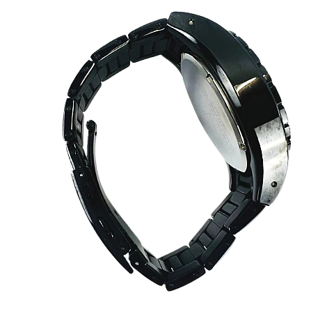 Armani Exchange Chronograph Black Dial Black Steel Strap Watch for Men
