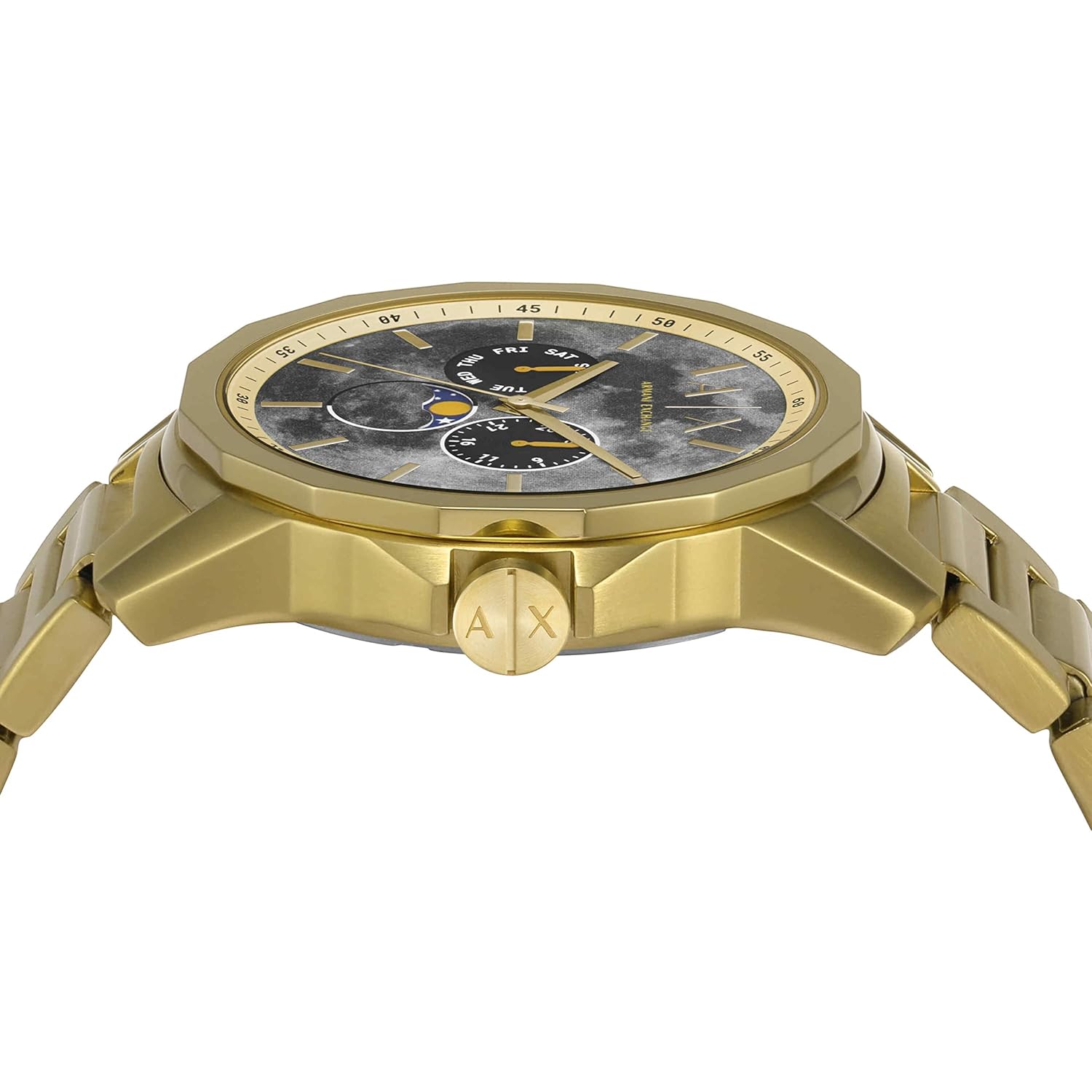 Armani Exchange Stainless Steel Analog Gray Dial Men Watch Gold Band