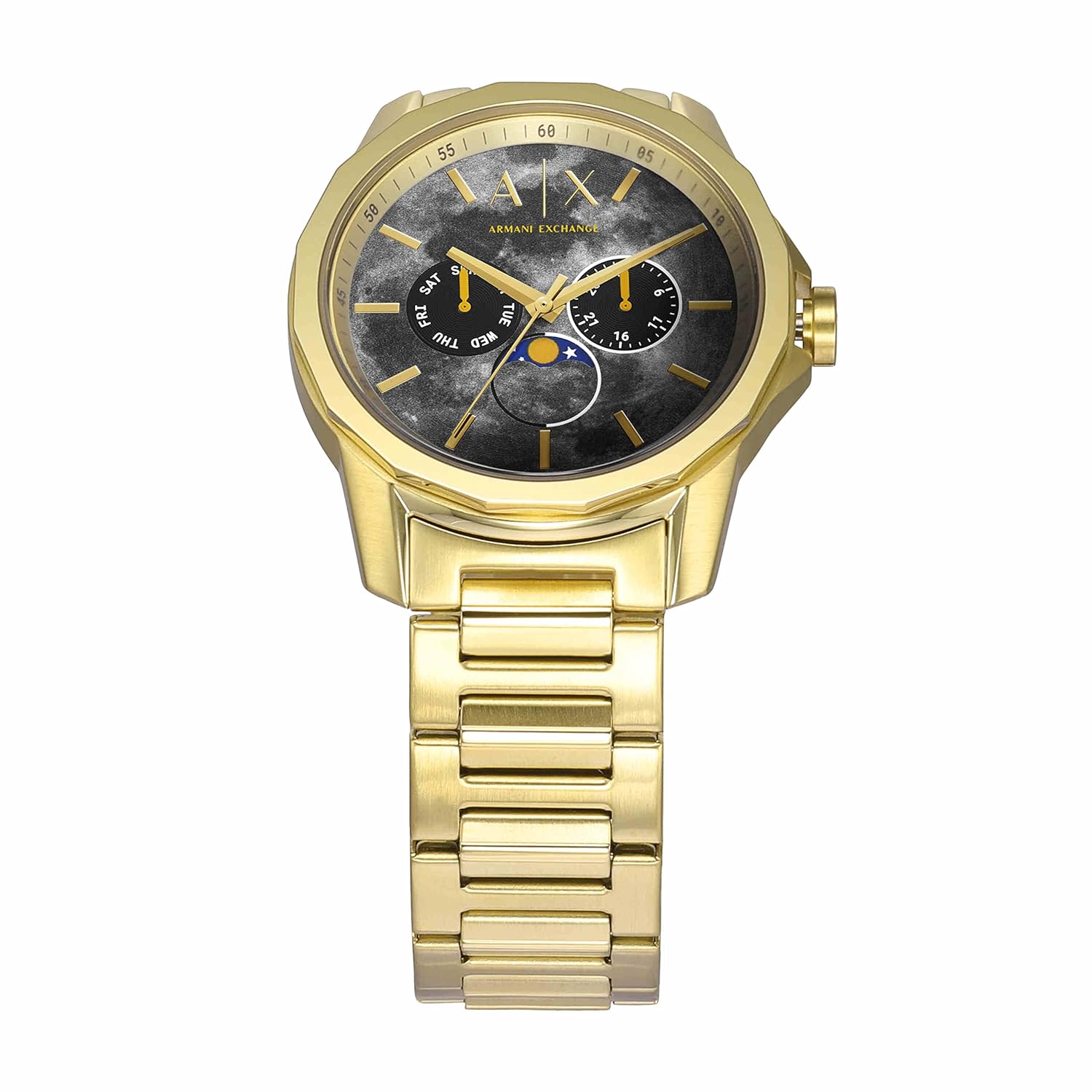 Armani Exchange Stainless Steel Analog Gray Dial Men Watch Gold Band