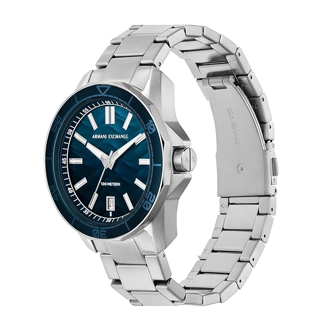 Armani Exchange Analog Blue Dial Men's Stainless Steel Watch