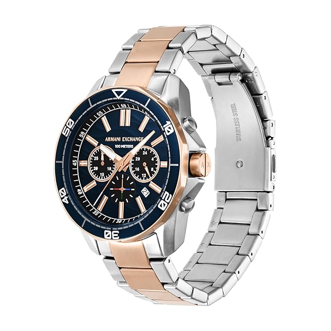 Armani Exchange Analog Blue Dial Men's Stainless Steel Watch